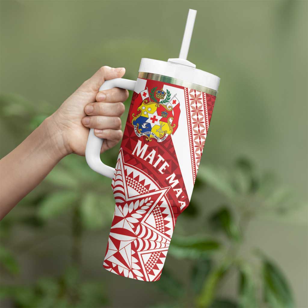 Tonga Rugby Mate Maa Tumbler With Handle Ngatu Pattern