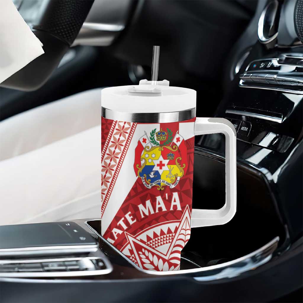 Tonga Rugby Mate Maa Tumbler With Handle Ngatu Pattern