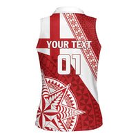 Custom Tonga Rugby Mate Maa Women Sleeveless Polo Shirt Ngatu Pattern