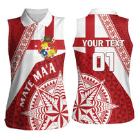 Custom Tonga Rugby Mate Maa Women Sleeveless Polo Shirt Ngatu Pattern