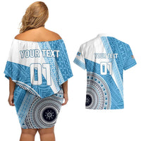 Custom Fiji Rugby Bati Couples Matching Off Shoulder Short Dress and Hawaiian Shirt Tapa Pattern LT01 - Polynesian Pride