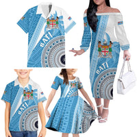 Custom Fiji Rugby Bati Family Matching Off The Shoulder Long Sleeve Dress and Hawaiian Shirt Tapa Pattern LT01 - Polynesian Pride