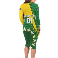 Custom Cook Islands Rugby Kukis Family Matching Long Sleeve Bodycon Dress and Hawaiian Shirt Circle Stars LT01 - Polynesian Pride