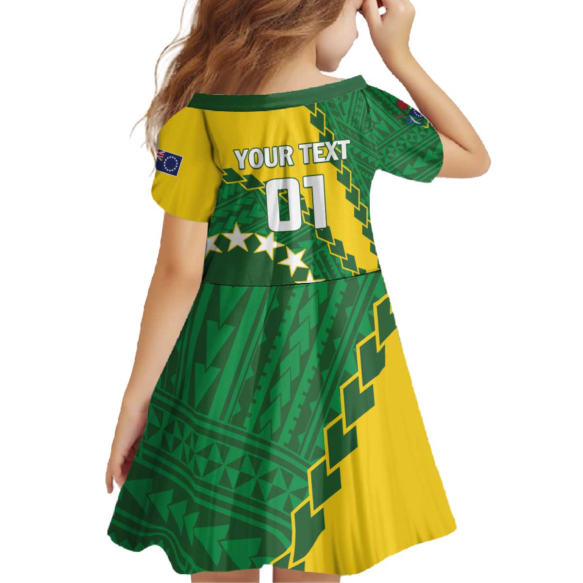 Custom Cook Islands Rugby Kukis Family Matching Off The Shoulder Long Sleeve Dress and Hawaiian Shirt Circle Stars LT01 - Polynesian Pride