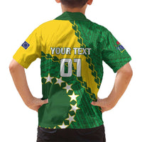 Custom Cook Islands Rugby Kukis Family Matching Short Sleeve Bodycon Dress and Hawaiian Shirt Circle Stars LT01 - Polynesian Pride