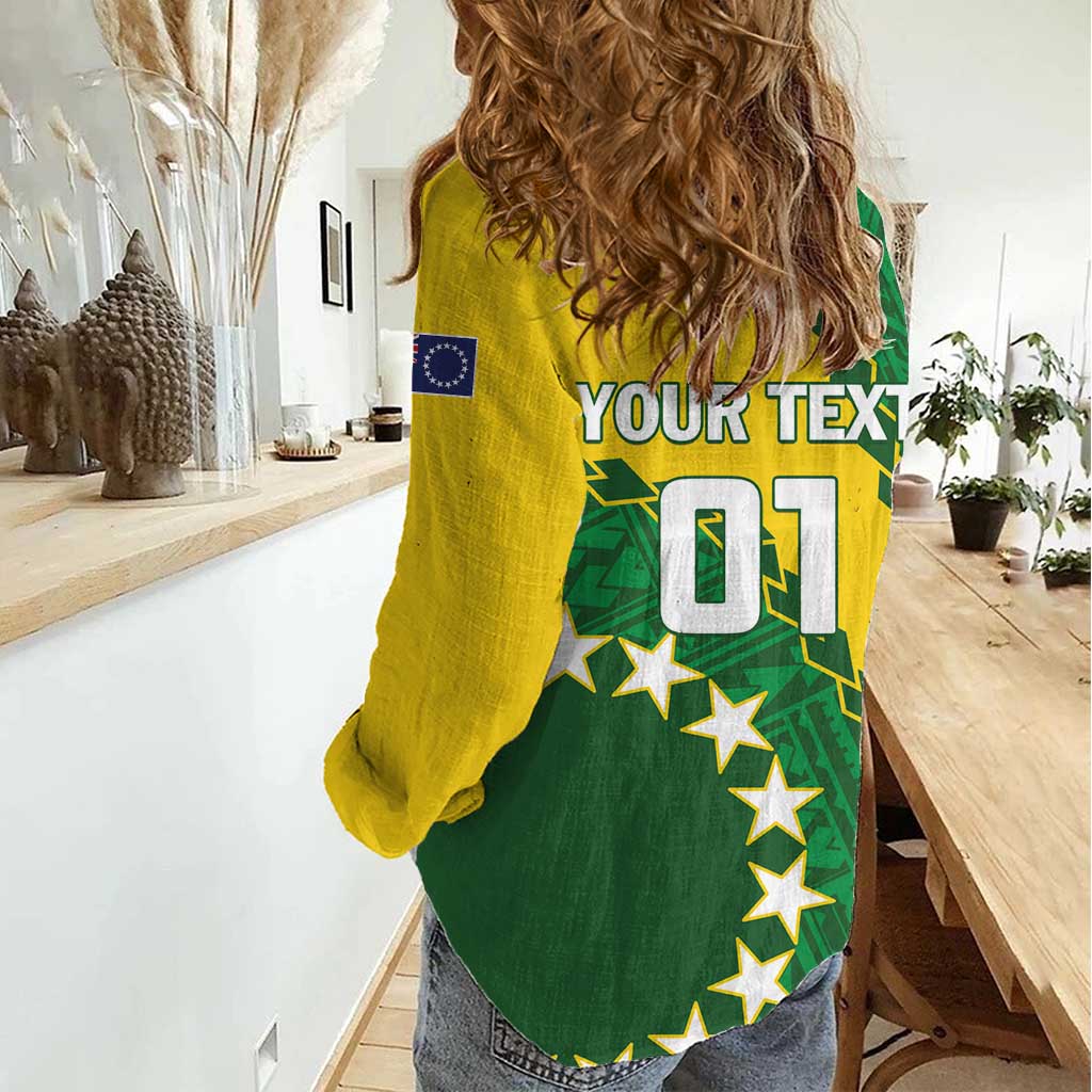 Custom Cook Islands Rugby Kukis Women Casual Shirt Circle Stars LT01 - Polynesian Pride