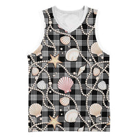 Hawaiian Ocean Seashells Basketball Jersey Black Palaka Pattern