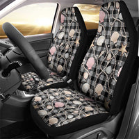 Hawaiian Ocean Seashells Car Seat Cover Black Palaka Pattern