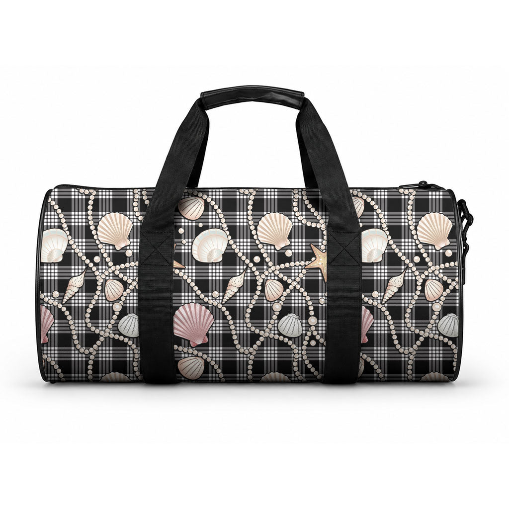 Hawaiian Ocean Seashells Duffle Bag Black Palaka Pattern LT01 One size Black - Polynesian Pride