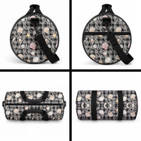 Hawaiian Ocean Seashells Duffle Bag Black Palaka Pattern LT01 - Polynesian Pride