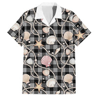 Hawaiian Ocean Seashells Family Matching Off The Shoulder Long Sleeve Dress and Hawaiian Shirt Black Palaka Pattern LT01 Dad's Shirt - Short Sleeve Black - Polynesian Pride