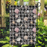 Hawaiian Ocean Seashells Garden Flag Black Palaka Pattern