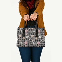 Hawaiian Ocean Seashells Leather Bag Black Palaka Pattern