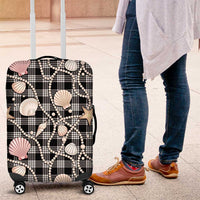 Hawaiian Ocean Seashells Luggage Cover Black Palaka Pattern