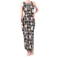 Hawaiian Ocean Seashells Tank Maxi Dress Black Palaka Pattern