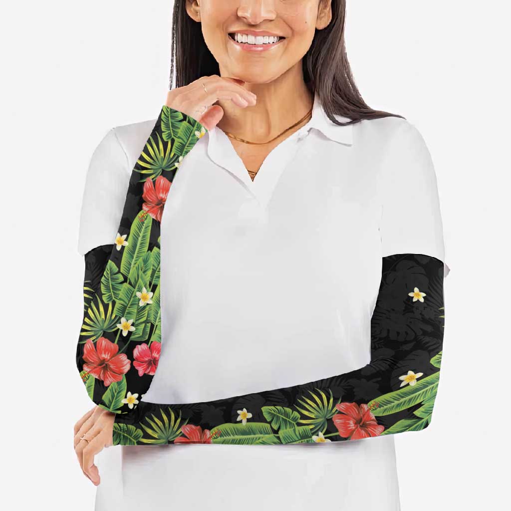 Hawaiian Hibiscus Plumeria Arm Sleeves Tropical Leaves