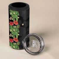 Hawaiian Hibiscus Plumeria 4 in 1 Can Cooler Tumbler Tropical Leaves