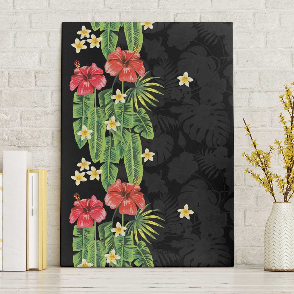 Hawaiian Hibiscus Plumeria Canvas Wall Art Tropical Leaves