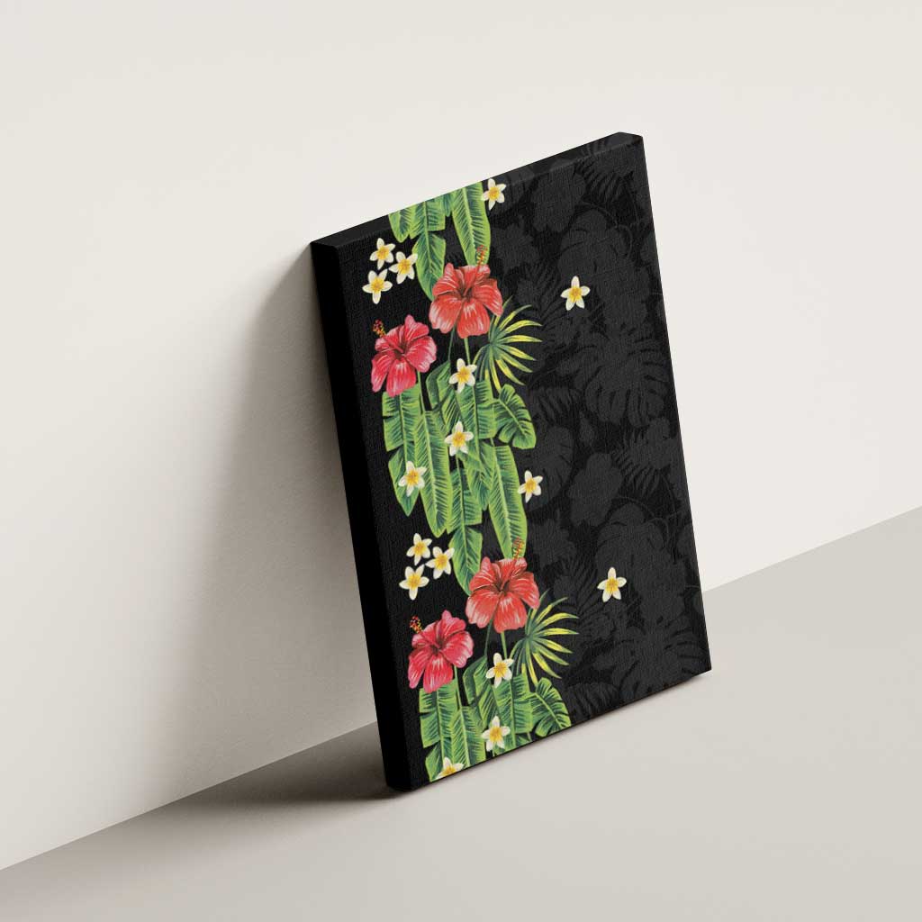 Hawaiian Hibiscus Plumeria Canvas Wall Art Tropical Leaves