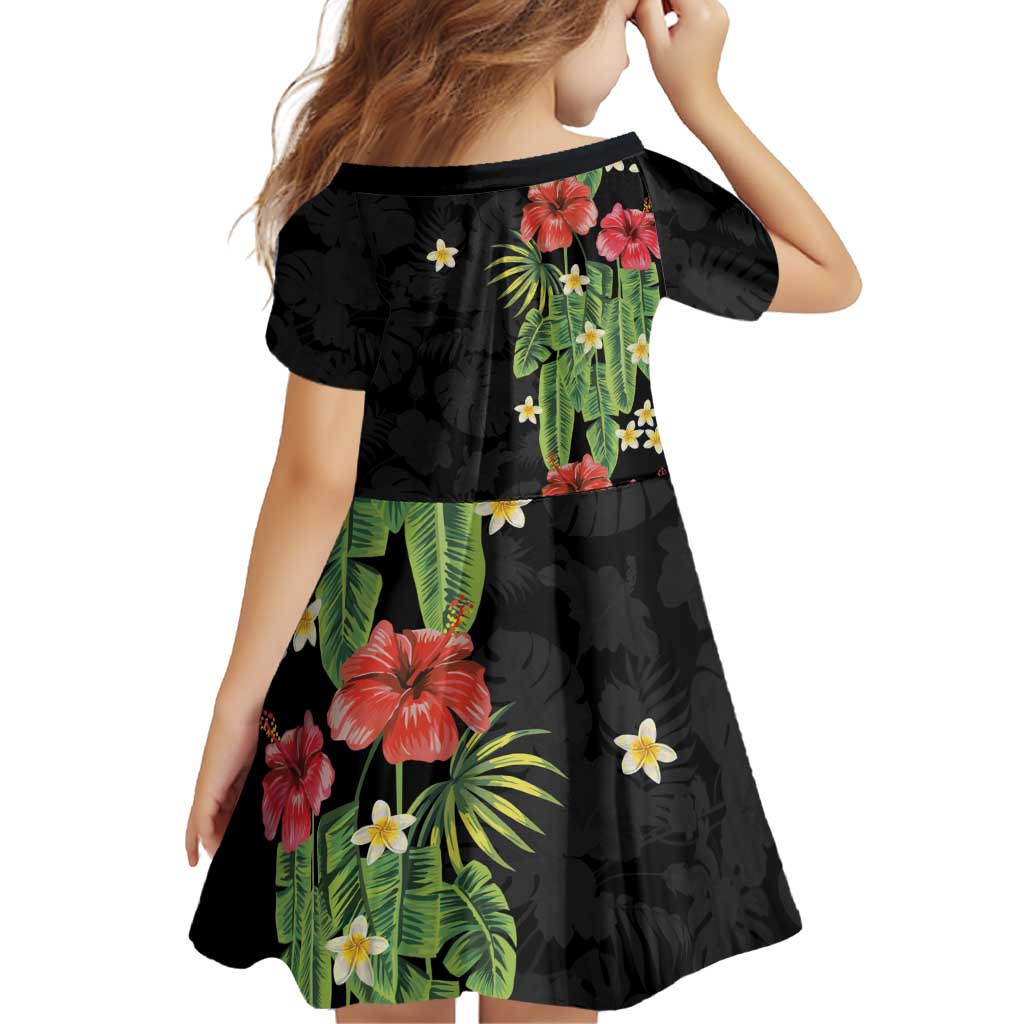 Hawaiian Hibiscus Plumeria Family Matching Off The Shoulder Long Sleeve Dress and Hawaiian Shirt Tropical Leaves LT01 - Polynesian Pride
