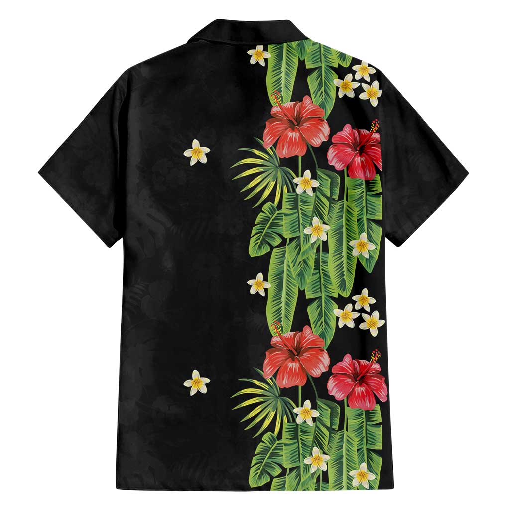 Hawaiian Hibiscus Plumeria Family Matching Off The Shoulder Long Sleeve Dress and Hawaiian Shirt Tropical Leaves LT01 - Polynesian Pride