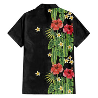 Hawaiian Hibiscus Plumeria Family Matching Off The Shoulder Long Sleeve Dress and Hawaiian Shirt Tropical Leaves LT01 - Polynesian Pride