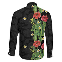 Hawaiian Hibiscus Plumeria Family Matching Off The Shoulder Long Sleeve Dress and Hawaiian Shirt Tropical Leaves LT01 - Polynesian Pride