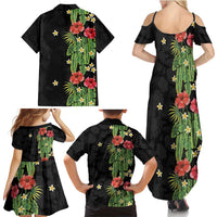 Hawaiian Hibiscus Plumeria Family Matching Summer Maxi Dress and Hawaiian Shirt Tropical Leaves LT01 - Polynesian Pride