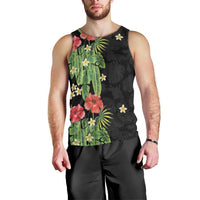 Hawaiian Hibiscus Plumeria Men Tank Top Tropical Leaves