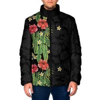Hawaiian Hibiscus Plumeria Padded Jacket Tropical Leaves
