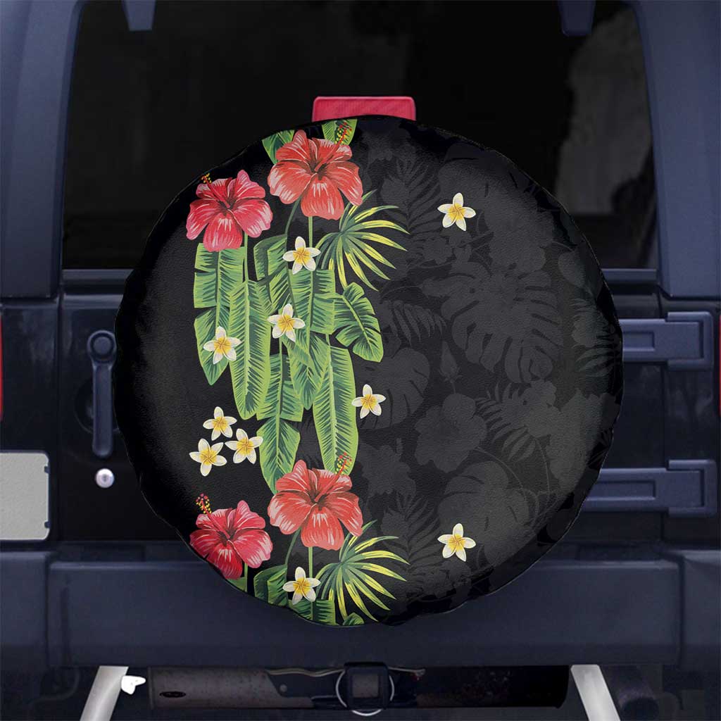 Hawaiian Hibiscus Plumeria Spare Tire Cover Tropical Leaves