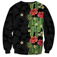 Hawaiian Hibiscus Plumeria Sweatshirt Tropical Leaves