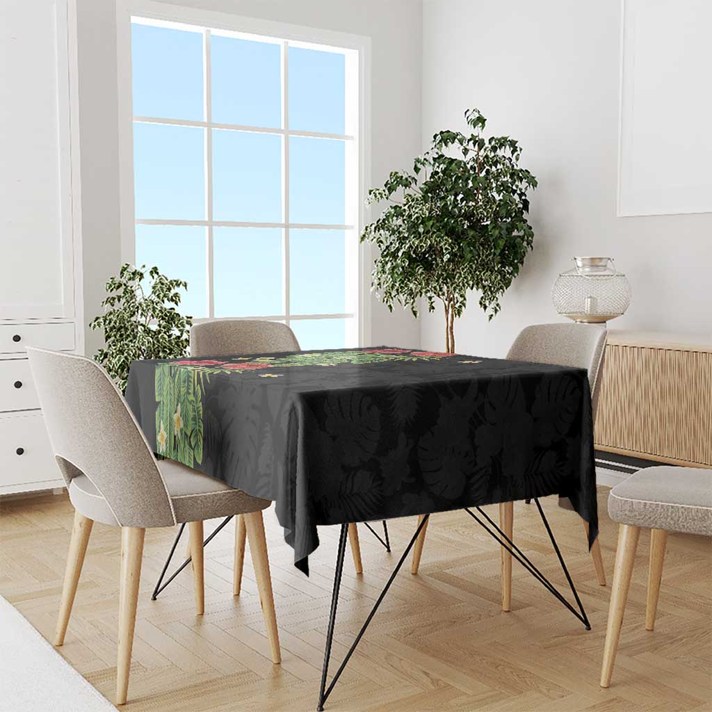 Hawaiian Hibiscus Plumeria Tablecloth Tropical Leaves
