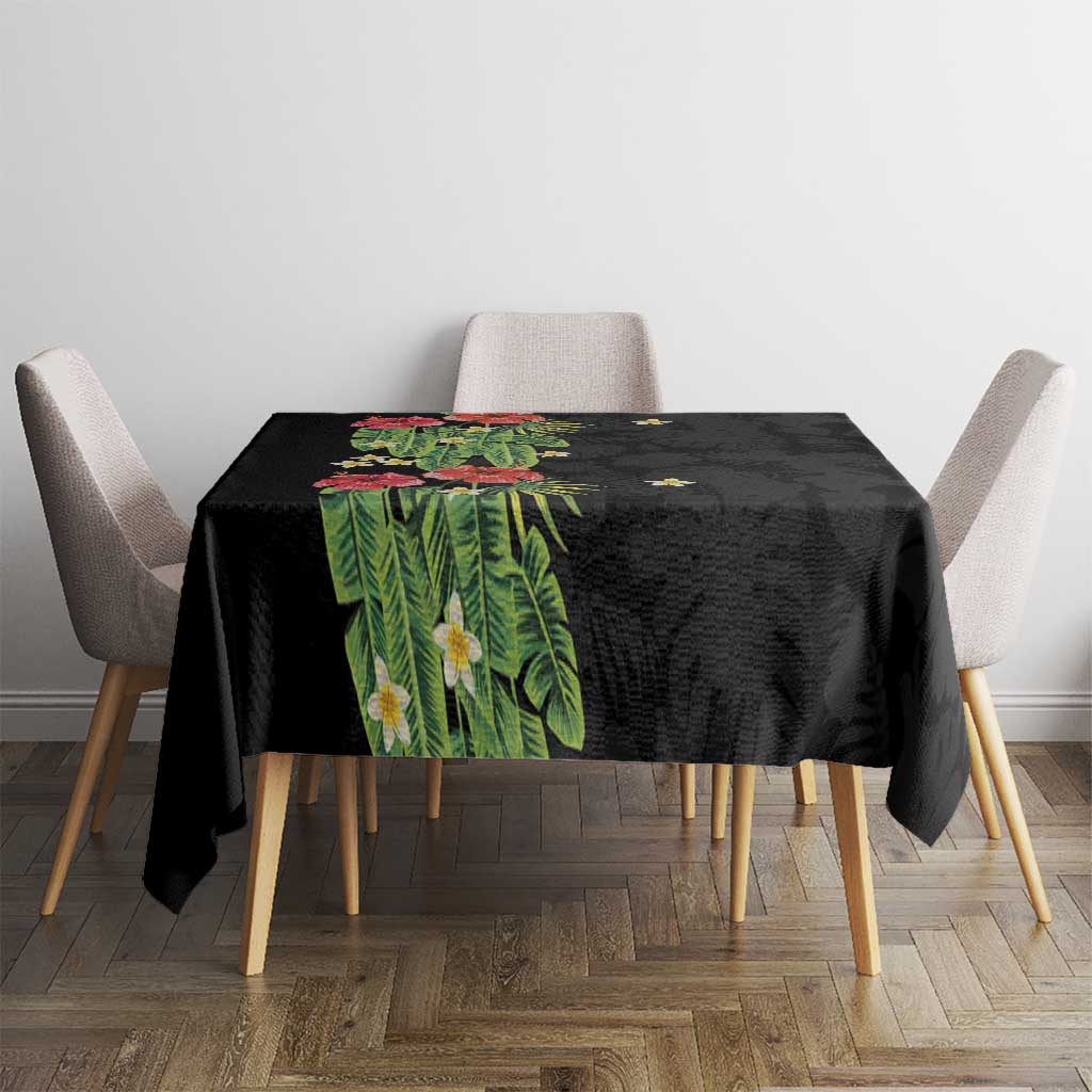Hawaiian Hibiscus Plumeria Tablecloth Tropical Leaves
