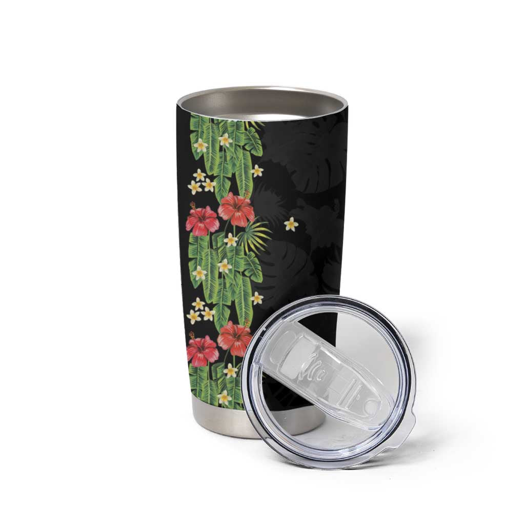 Hawaiian Hibiscus Plumeria Tumbler Cup Tropical Leaves