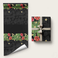 Hawaiian Hibiscus Plumeria Wrapping Paper Tropical Leaves