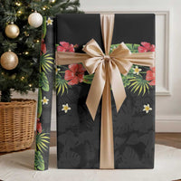 Hawaiian Hibiscus Plumeria Wrapping Paper Tropical Leaves