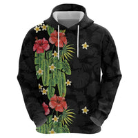 Hawaiian Hibiscus Plumeria Zip Hoodie Tropical Leaves