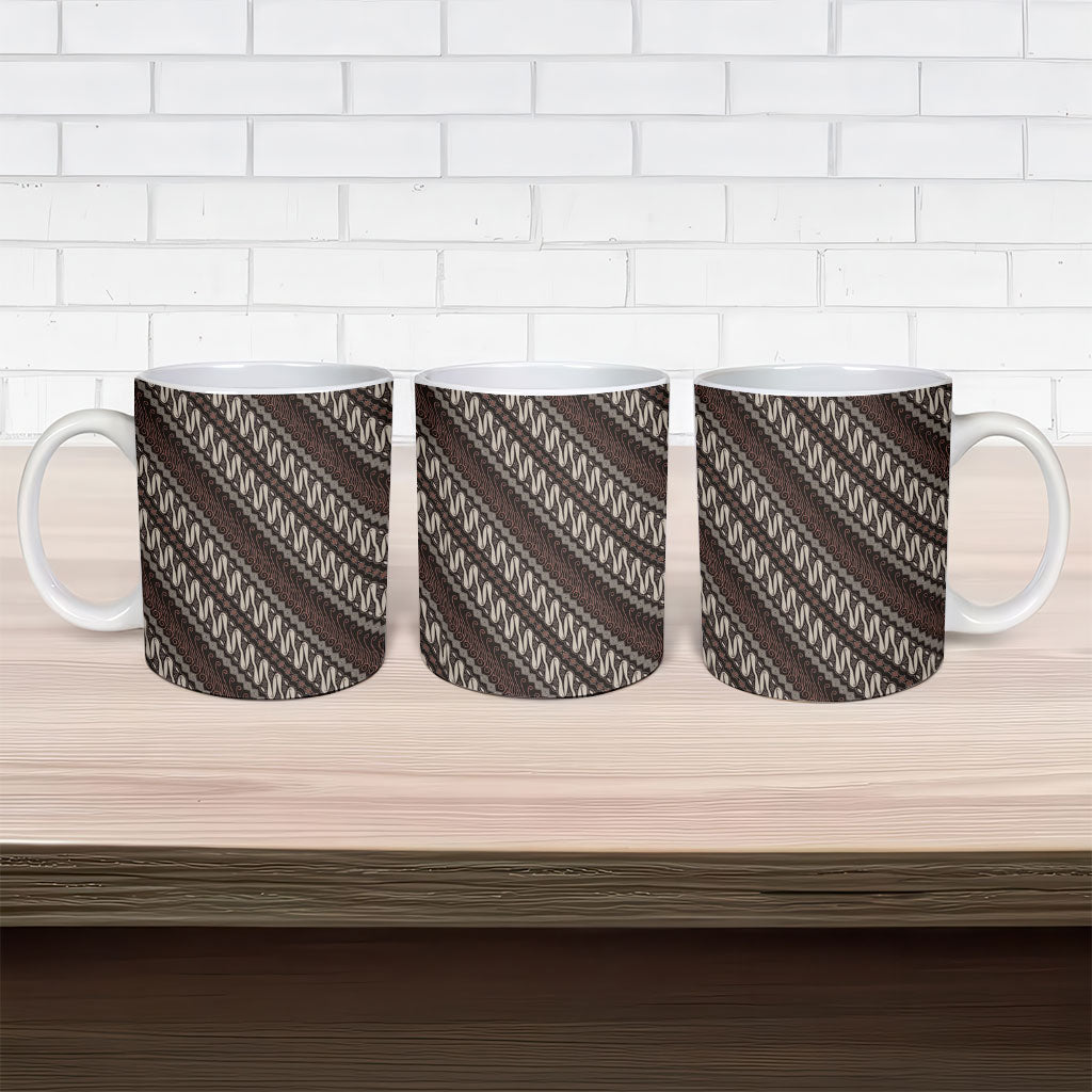 Yogyakarta Parang Batik Motifs Ceramic Mug Indonesian Traditional Pattern