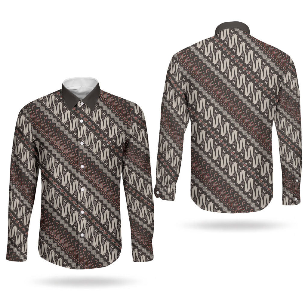 Yogyakarta Parang Batik Motifs Couples Matching Summer Maxi Dress and Long Sleeve Button Shirt Indonesian Traditional Pattern LT01 - Polynesian Pride