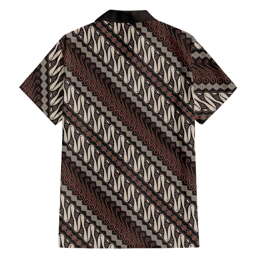Yogyakarta Parang Batik Motifs Family Matching Off The Shoulder Long Sleeve Dress and Hawaiian Shirt Indonesian Traditional Pattern LT01 - Polynesian Pride