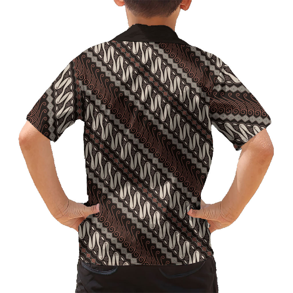 Yogyakarta Parang Batik Motifs Family Matching Off Shoulder Maxi Dress and Hawaiian Shirt Indonesian Traditional Pattern LT01 - Polynesian Pride