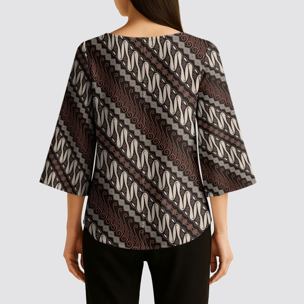 Yogyakarta Parang Batik Motifs Kimono Sleeve Blouse Indonesian Traditional Pattern