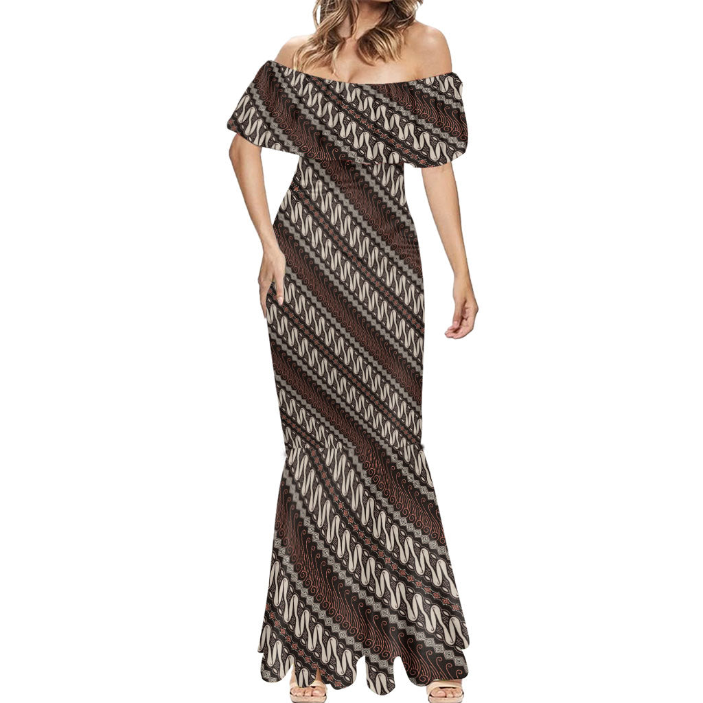 Yogyakarta Parang Batik Motifs Mermaid Dress Indonesian Traditional Pattern