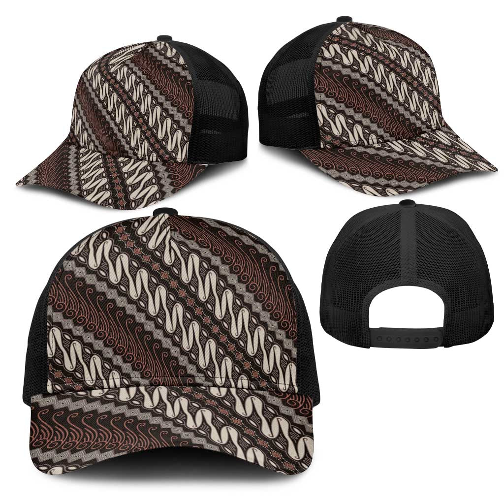 Yogyakarta Parang Batik Motifs Mesh Trucker Cap Indonesian Traditional Pattern