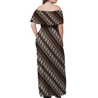Yogyakarta Parang Batik Motifs Off Shoulder Maxi Dress Indonesian Traditional Pattern