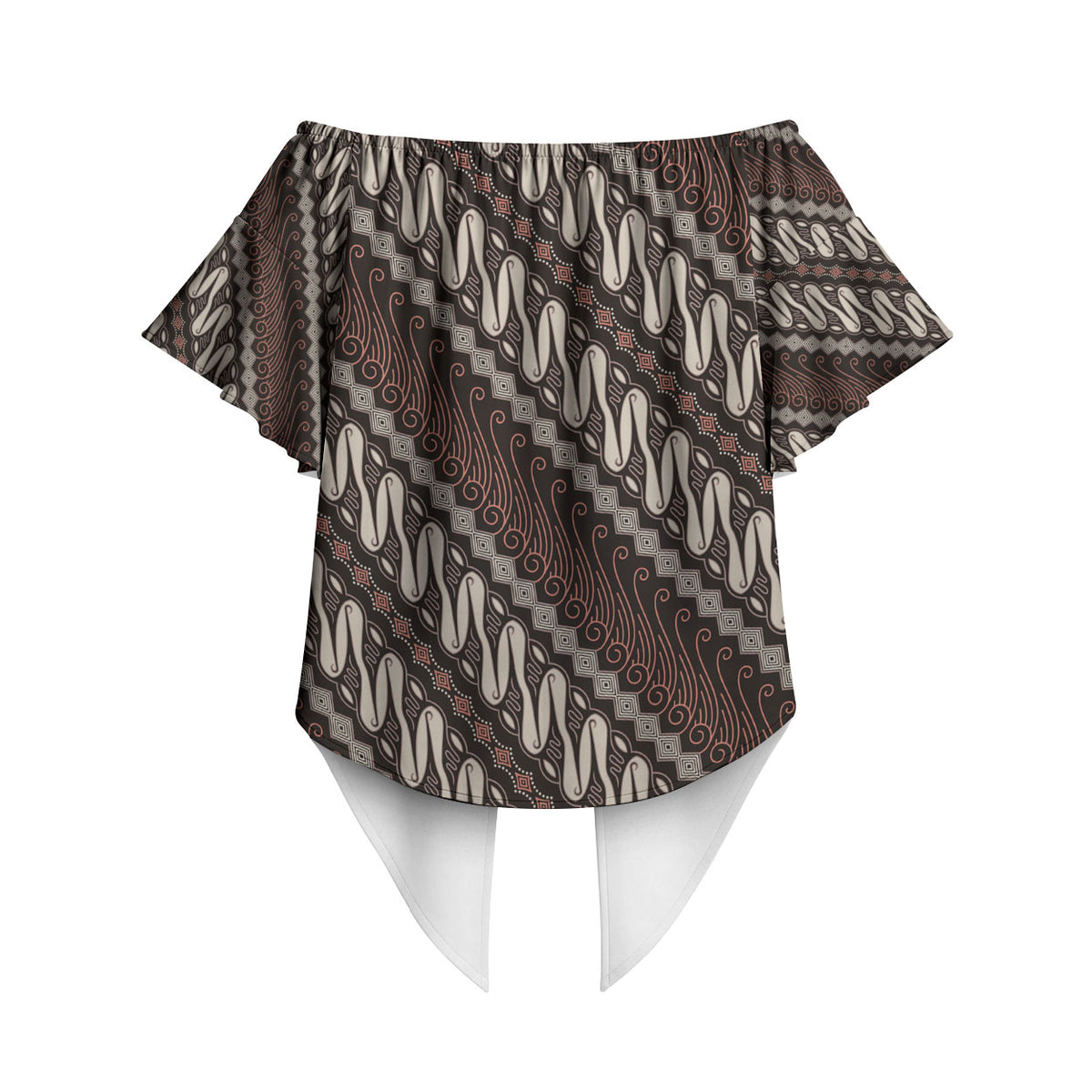 Yogyakarta Parang Batik Motifs Off Shoulder Wrap Waist Top Indonesian Traditional Pattern LT01 - Polynesian Pride