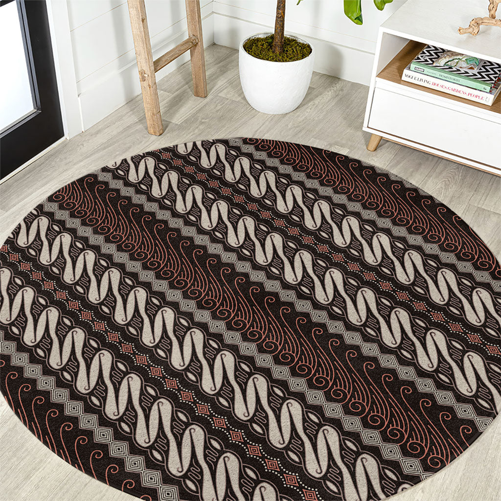 Yogyakarta Parang Batik Motifs Round Carpet Indonesian Traditional Pattern