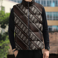 Yogyakarta Parang Batik Motifs Sleeveless Puffer Jacket Indonesian Traditional Pattern