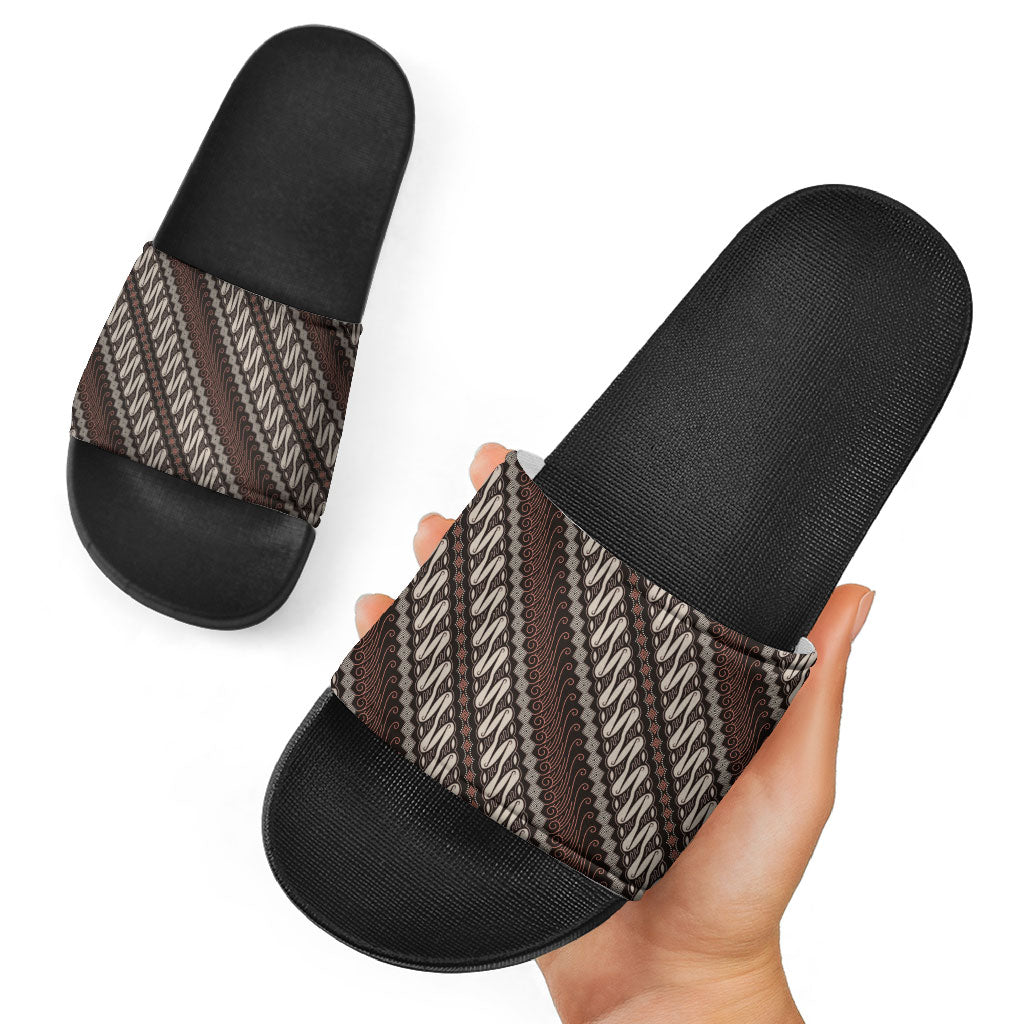 Yogyakarta Parang Batik Motifs Slide Sandals Indonesian Traditional Pattern